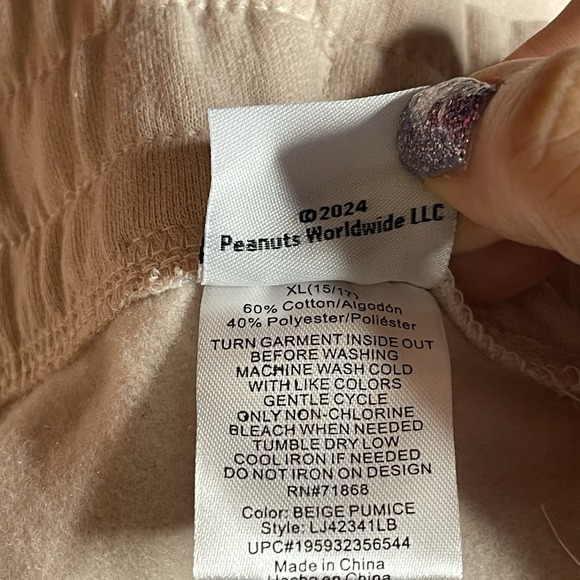 Peanuts Snoopy Adult Beige Cosmic SpiritGraphic Print Sweatpants - Size XL Z-265 - Picture 2 of 7